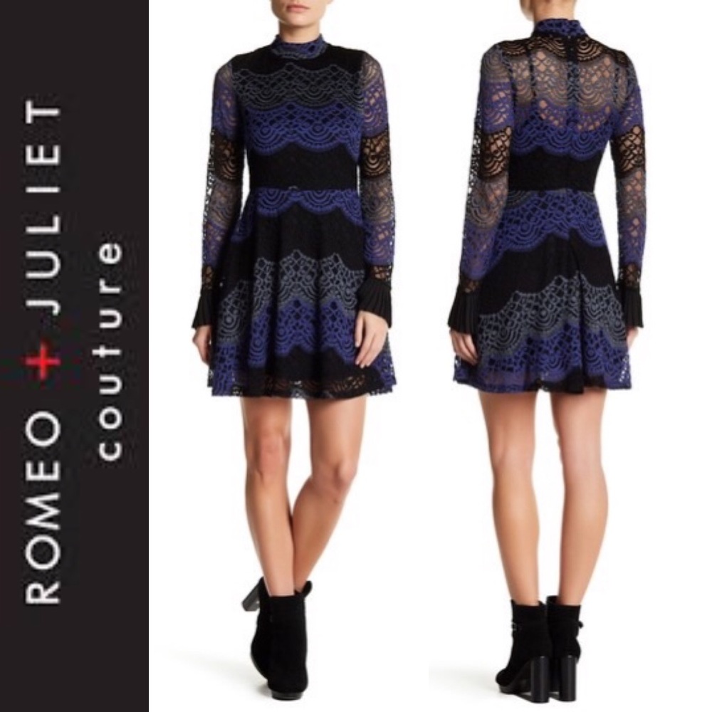 Mock Neck Lace Dress